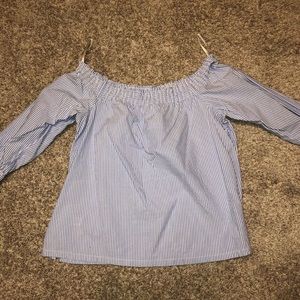 Loft off the shoulder striped top